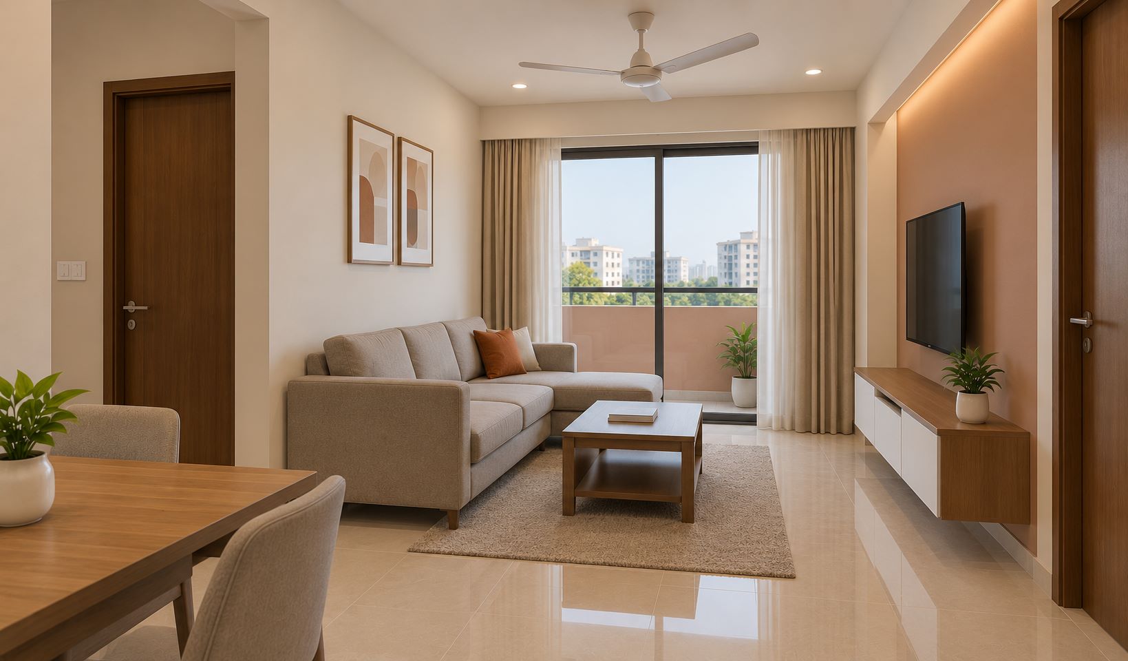Modern living room interior design in Navi Mumbai