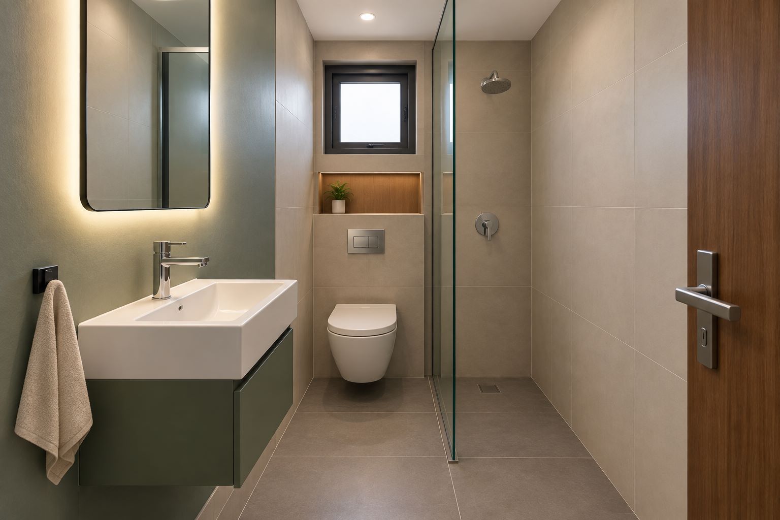 Compact modern bathroom interior design in Thane